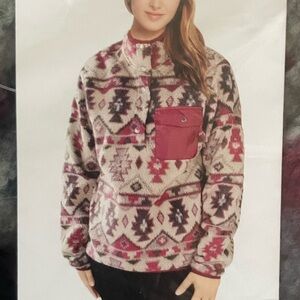Weatherproof Vintage Women Printed Fleece Pullover Sweater